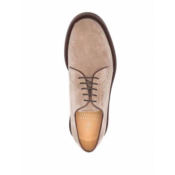 NEW BRUNELLO CUCINELLI men\'s plain toe suede derby in beige